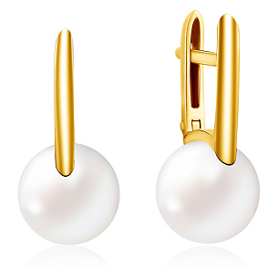 Серьги из желтого золота с жемчугом