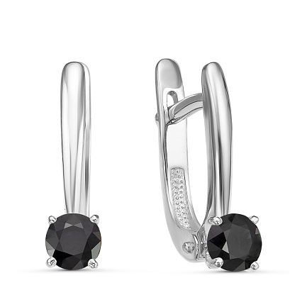 Серьги с английским замком из белого золота с бриллиантами