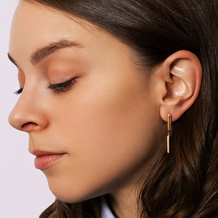 Серьги с английским замком из красного золота с бриллиантами