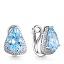 Серьги с английским замком из белого золота с бриллиантами