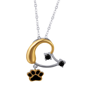 Колье из серебра с фианитом, эмалью