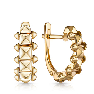 Серьги с английским замком из желтого золота