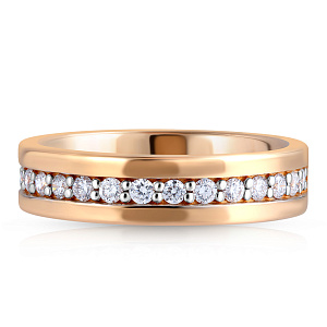 Кольцо обручальное из красного золота с бриллиантами