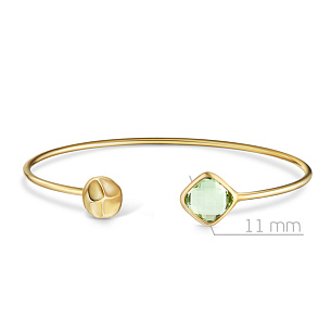 Браслет декоративный из желтого золота с аметистом