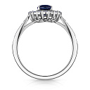 Кольцо из белого золота с бриллиантами, сапфиром
