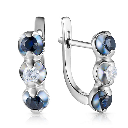 Серьги с английским замком из белого золота с бриллиантами