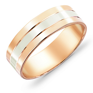 Кольцо обручальное из комбинированного золота