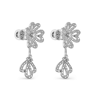 Пусеты из серебра с фианитами