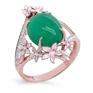 Кольцо из красного золота с ониксом