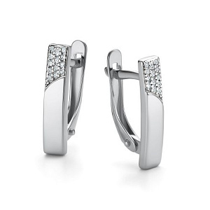 Серьги с английским замком из белого золота