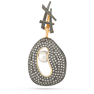 Подвеска из желтого золота с бриллиантами, жемчугом