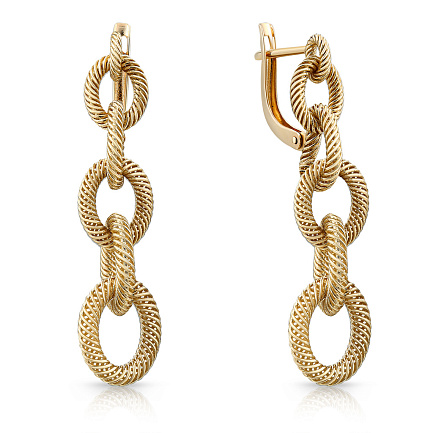 Серьги с английским замком из желтого золота