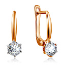 Серьги с английским замком из красного золота с фианитом