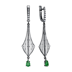 Серьги с английским замком из белого золота с бриллиантами