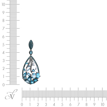 Подвеска из белого золота с бриллиантами, топазами