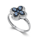 Кольцо из белого золота с бриллиантами, сапфиром