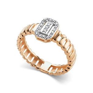 Кольцо из красного золота с бриллиантом