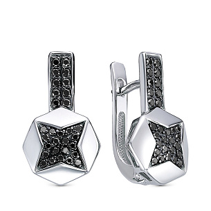 Серьги из белого золота с бриллиантом