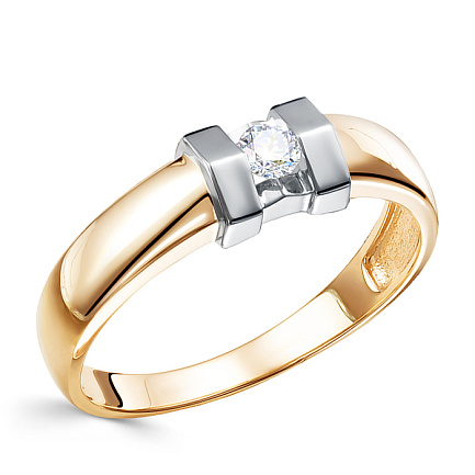 Кольцо из красного золота с бриллиантом