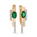 Серьги из красного золота с бриллиантами, изумрудами