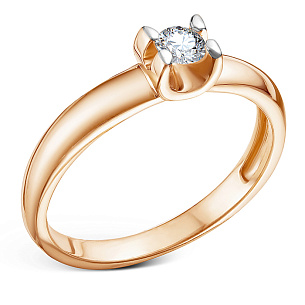 Кольцо из красного золота с бриллиантом