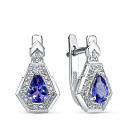 Серьги из белого золота с бриллиантами, танзанитами