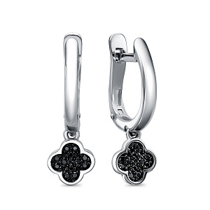 Серьги с английским замком из серебра с фианитами