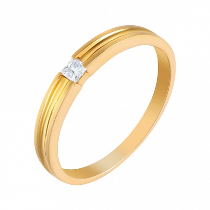 Кольцо обручальное из желтого золота с бриллиантом