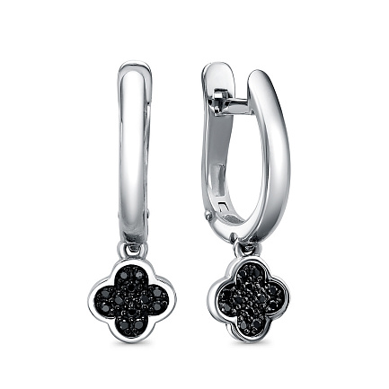 Серьги с английским замком из серебра с фианитами