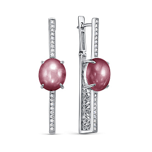 Серьги с английским замком из серебра с фианитами и улекситами