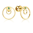 Пусеты из жёлтого золота с изумрудами
