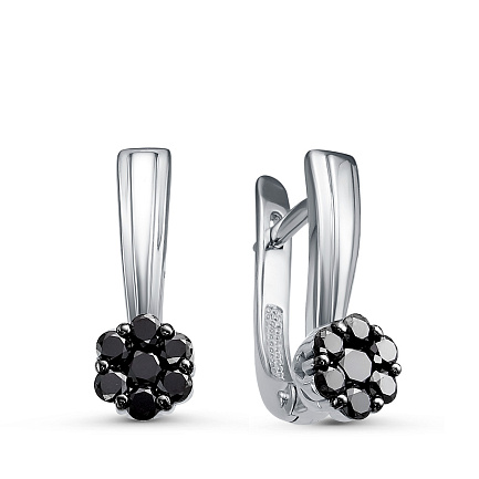 Серьги с английским замком из белого золота с бриллиантами