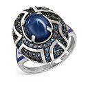 Кольцо из белого золота с сапфиром, топазами