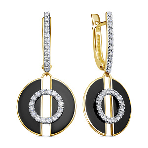 Серьги с английским замком из желтого золота с бриллиантами