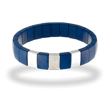 Браслет декоративный из серебра с керамикой