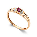 Кольцо из красного золота с бриллиантами, рубином