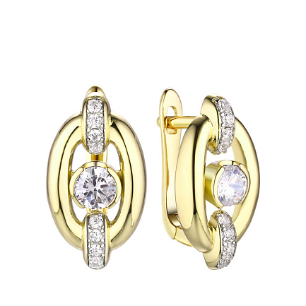 Серьги с английским замком из серебра с фианитами