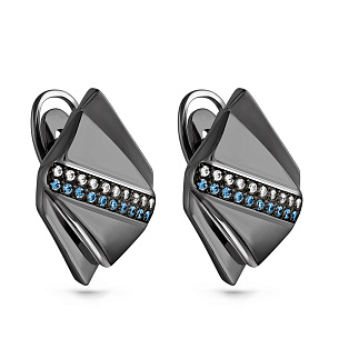 Серьги с английским замком из серебра с фианитами