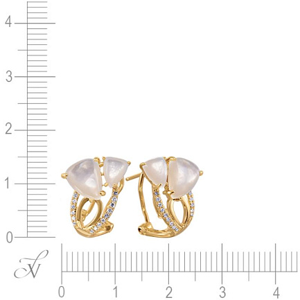 Серьги из желтого золота с бриллиантами, перламутром