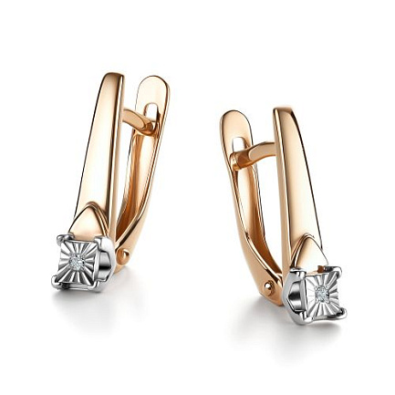 Серьги с английским замком из красного золота