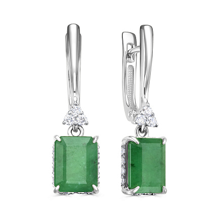 Серьги с английским замком из белого золота с бриллиантами