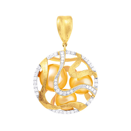 Подвеска из желтого золота с бриллиантами, жемчугом