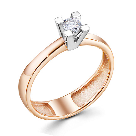 Кольцо из красного золота с бриллиантом