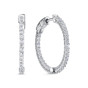 Серьги с английским замком из серебра с фианитом