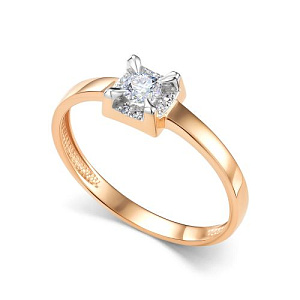 Кольцо из красного золота с бриллиантами