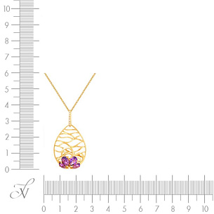 Подвеска из красного золота с бриллиантами, аметистами