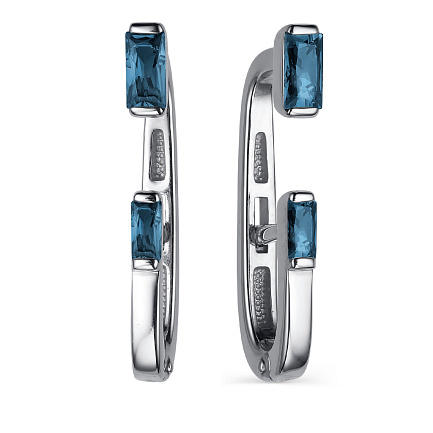 Серьги с английским замком из серебра с топазами