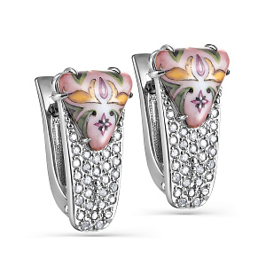 Серьги с английским замком из белого золота с бриллиантами