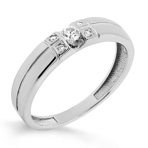 Кольцо из белого золота с бриллиантом