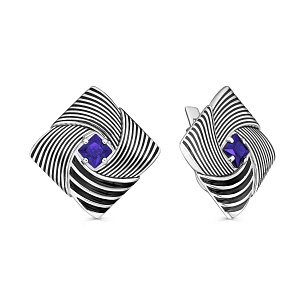 Серьги с английским замком из серебра с фианитом